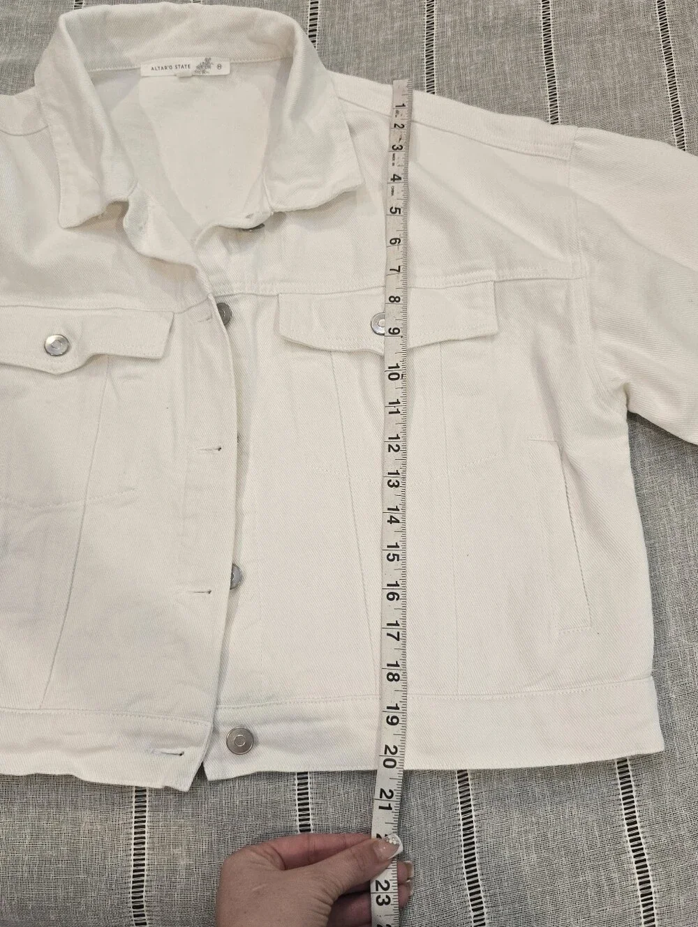 Altar'd State White Fringe 'BRIDE' Denim Jacket - Picture 10 of 12